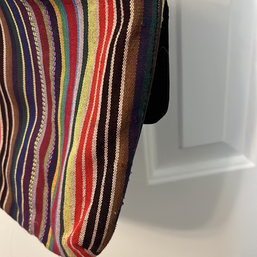 Colorful Striped Faux Leather Crossbody Bag Purse - Picture 8 of 10